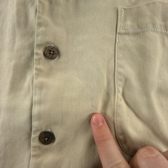 Tommy Bahama Herringbone XL All Silk Camp Short Sleeve Loop Beige Shirt Vacation - Picture 13 of 16